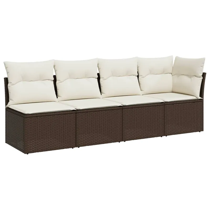 vidaXL Sofá de jardín sin reposabrazos con cojines ratán PE beige - Sofás sillones puffs