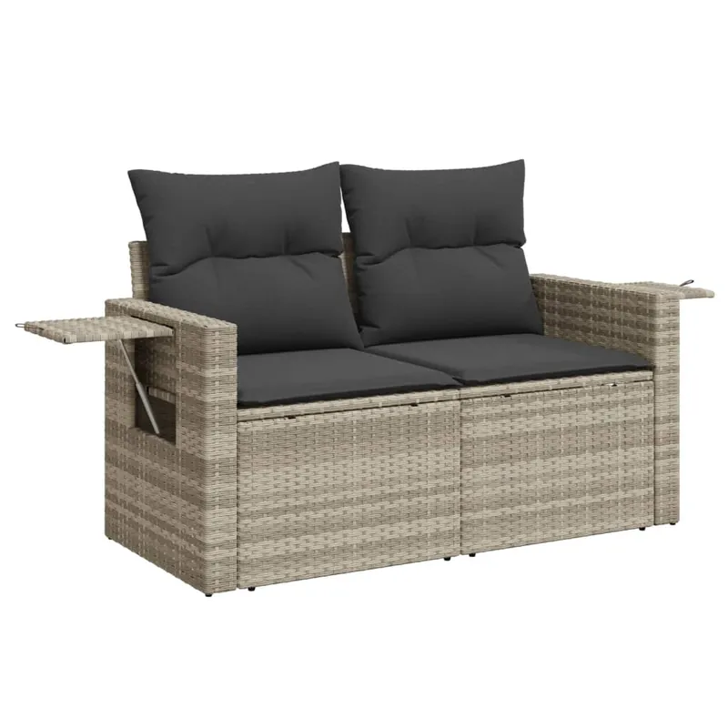 vidaXL Sofá de jardín 2 plazas con cojines ratán sintético negro - Sofás sillones puffs