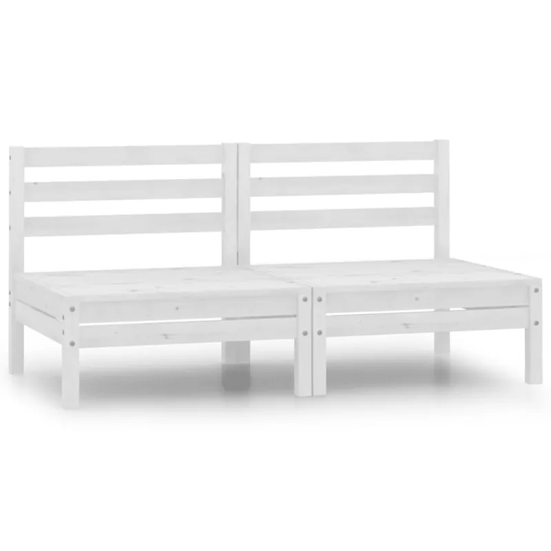 vidaXL Sofá de jardín 2 plazas blanco madera maciza pino - Sofás sillones puffs