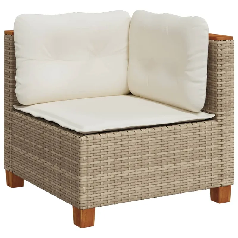vidaXL Sofá de esquina de jardín con cojines ratán sintético negro - Sofás sillones puffs