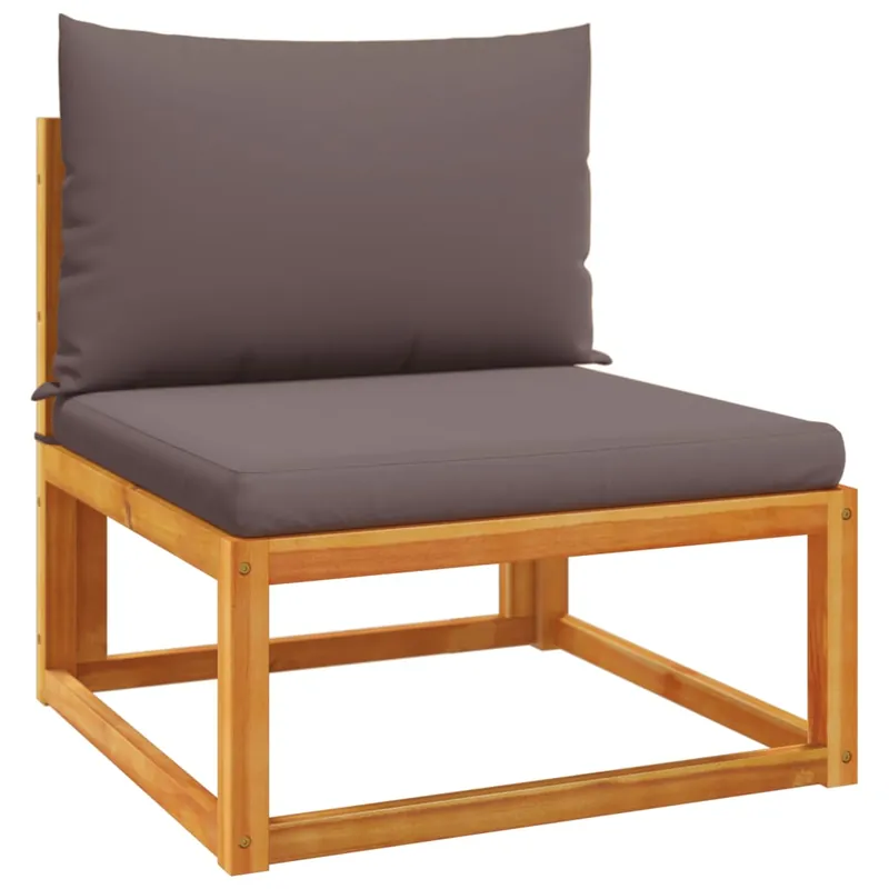 vidaXL Sofá de jardín sin brazos con cojines de madera de acacia y cuerda - Sofás sillones puffs
