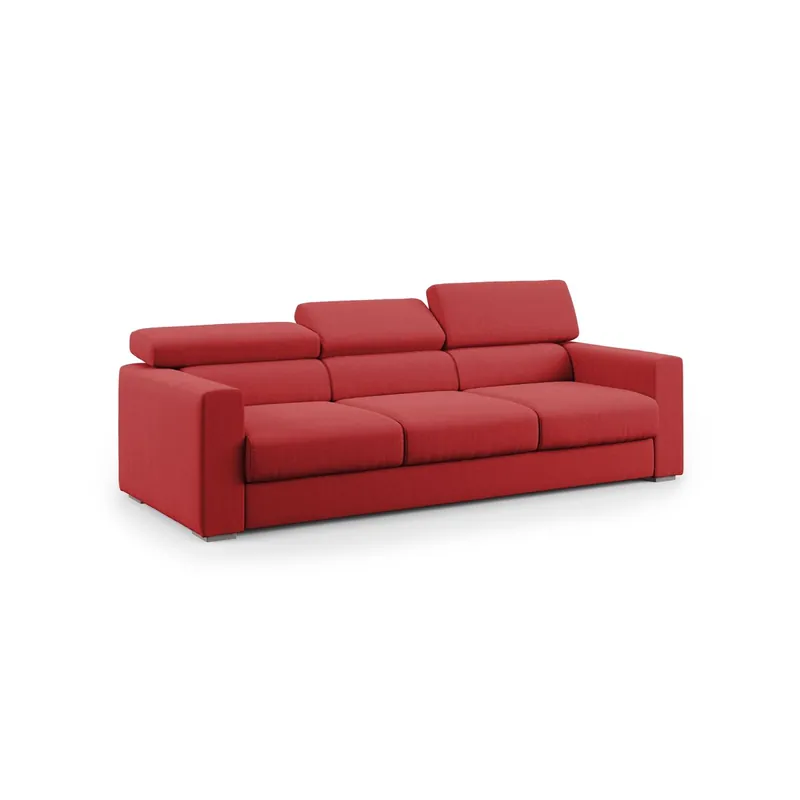 Dylan Sofá de 3 plazas con pouf extraíble en tejido efecto algodón impermeable 240 cm Amarillo - Sofás sillones puffs
