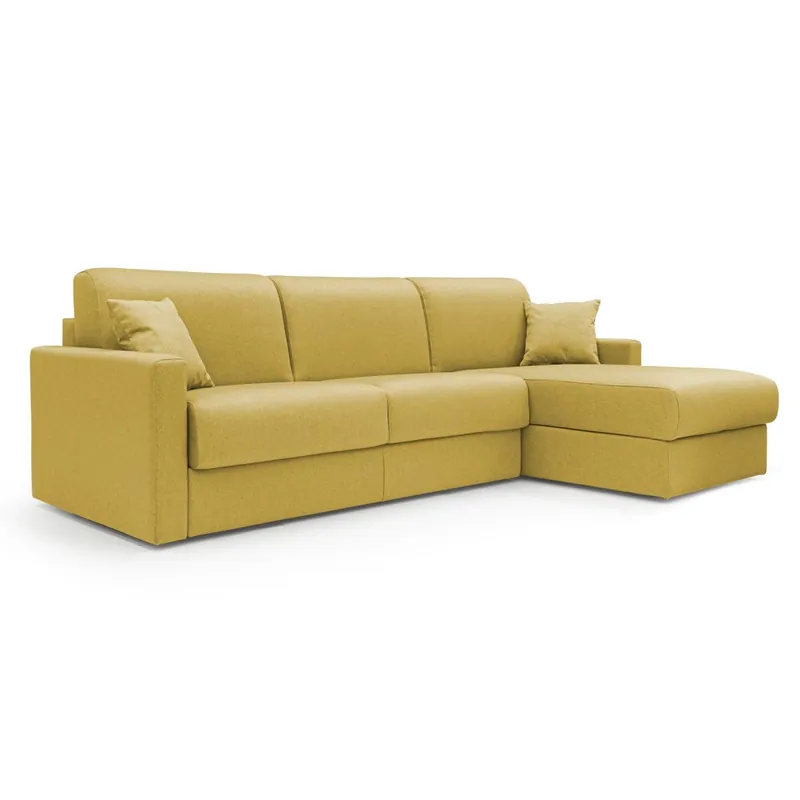 Chris Sofá esquinero de 5 plazas en tejido impermeable 268 cm Izquierdo (mat. 140x197) Amarillo - Sofás sillones puffs