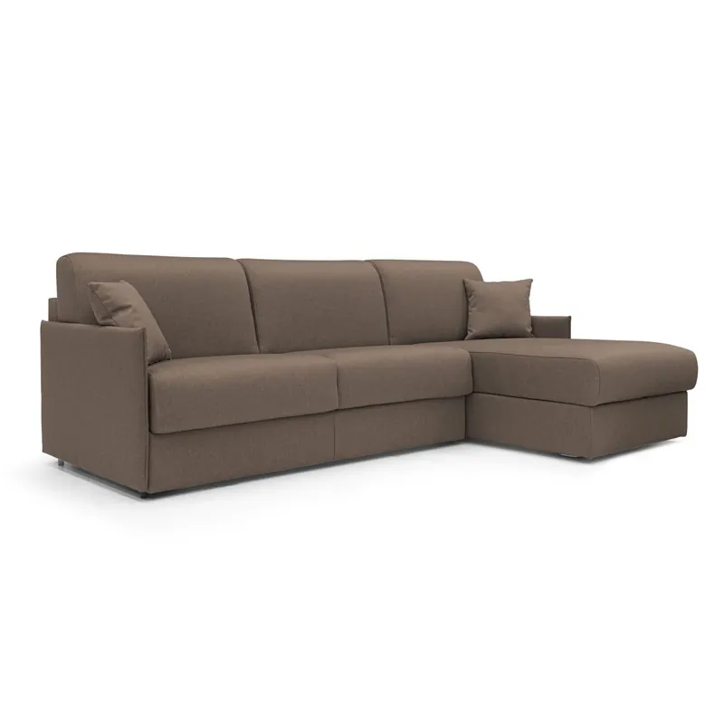 Evans Sofá esquinero convertible en tela impermeable 252 cm Derecho (mat. 140x197) Amarillo - Sofás sillones puffs