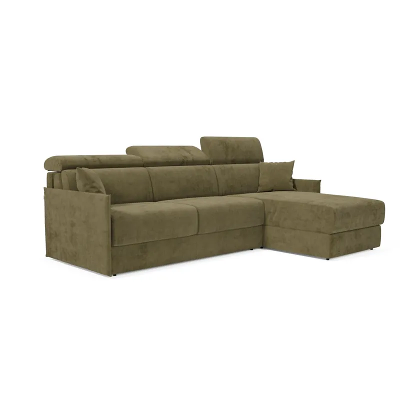Miryam sofá cama esquinero con reposacabezas reclinables en tejido antimanchas T31 232 cm Izquierdo amarillo - Sofás sillones puffs