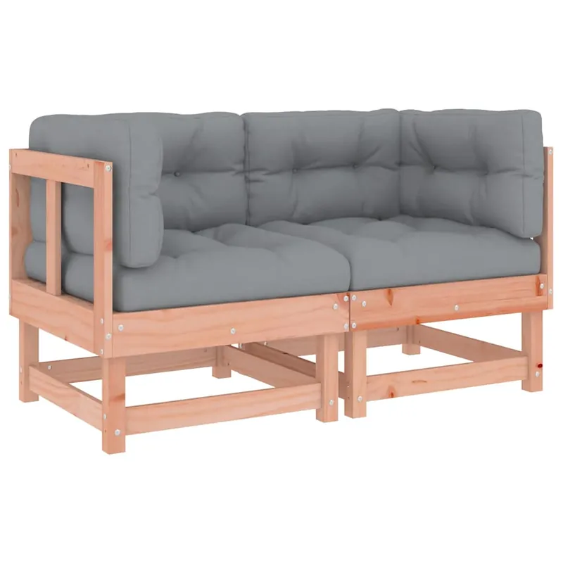 vidaXL Sofás esquineros con cojines 2 uds madera maciza de pino blanco - Jardín