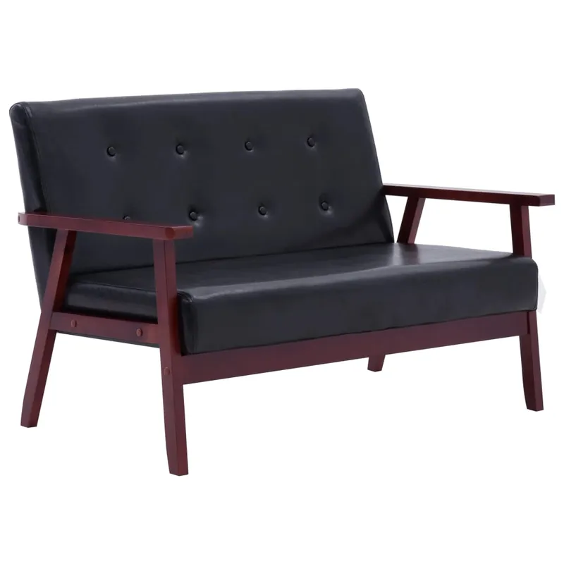 vidaXL Sofá de 2 plazas cuero sintético negro - Sofás sillones puffs
