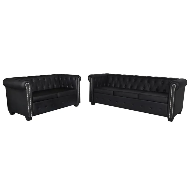 vidaXL Sofás Chesterfield de 2 y 3 plazas cuero sintético blanco - Sofás sillones puffs