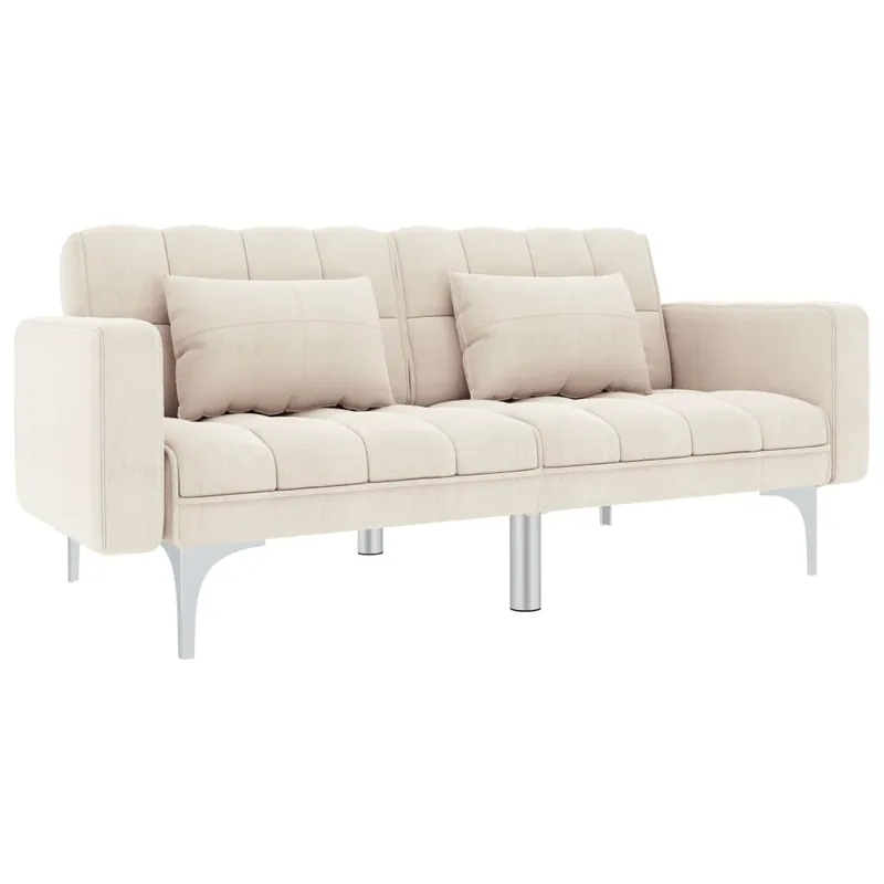 vidaXL Sofá cama de tela color crema - Sofás sillones puffs
