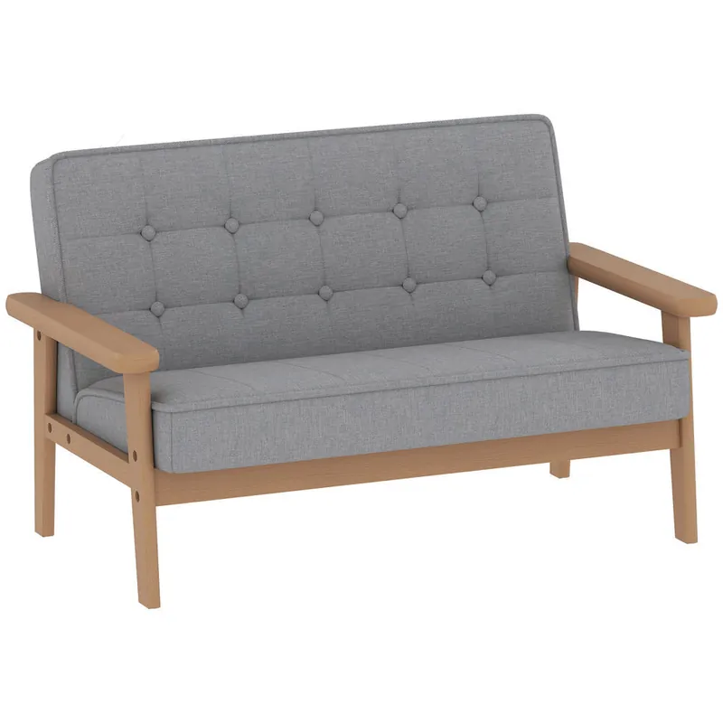 AIYAPLAY Sofá para Niños de 2 Plazas, Sillón Infantil de Felpa Suave con Estructura de Madera, Asiento y Respaldo Acolchados, Reposabrazos, para Niños de +3 Años, para Dormitorio, Sala de Juego, Gris - Bebé
