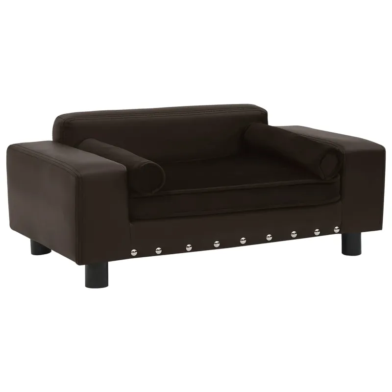 vidaXL Sofá para perros felpa y cuero sintético marrón 81x43x31 cm - Jardín