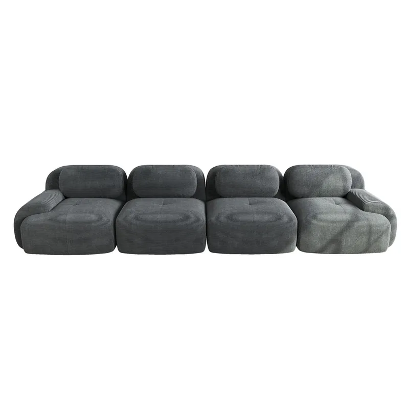 Sofá 4 plazas - Corduroy suave, 32D almohadillado de alta elasticidad, ergonómico y apto para mascotas - Beige