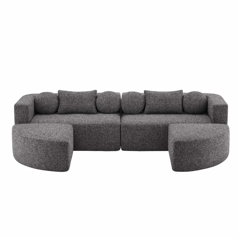 Sofá de 4 plazas modular 292x165x68 cm - función cama, sofá nube comprimido, chenilla, sin montaje - beige