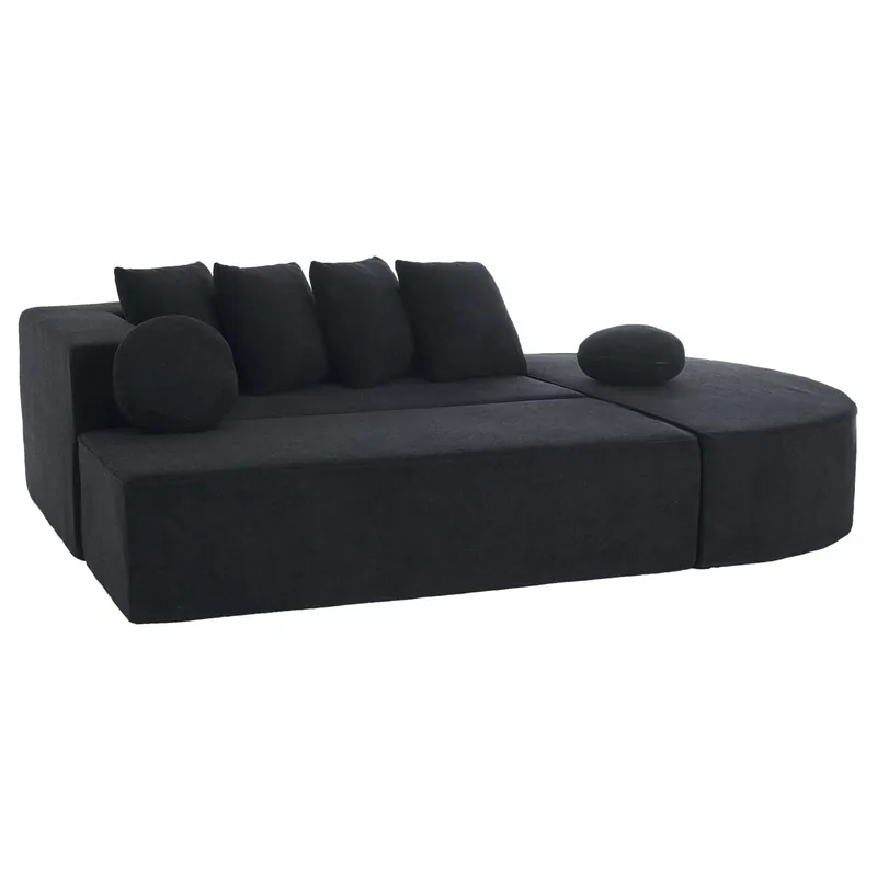 Sofá modular 5 plazas - moderno, chenille cómodo, sin montaje - negro