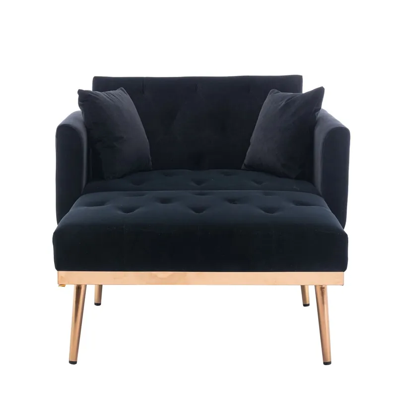 Sillón reclinable individual - respaldo ajustable y plegable - negro