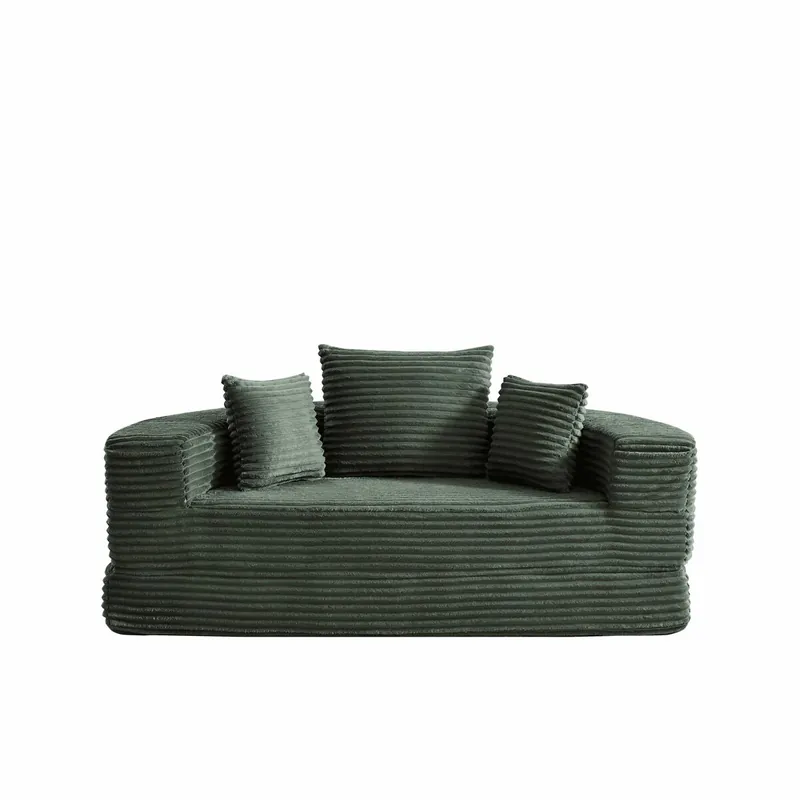 Sofá cama 2 en 1 - convertible, compacto, con bolsillos en los reposabrazos - gris