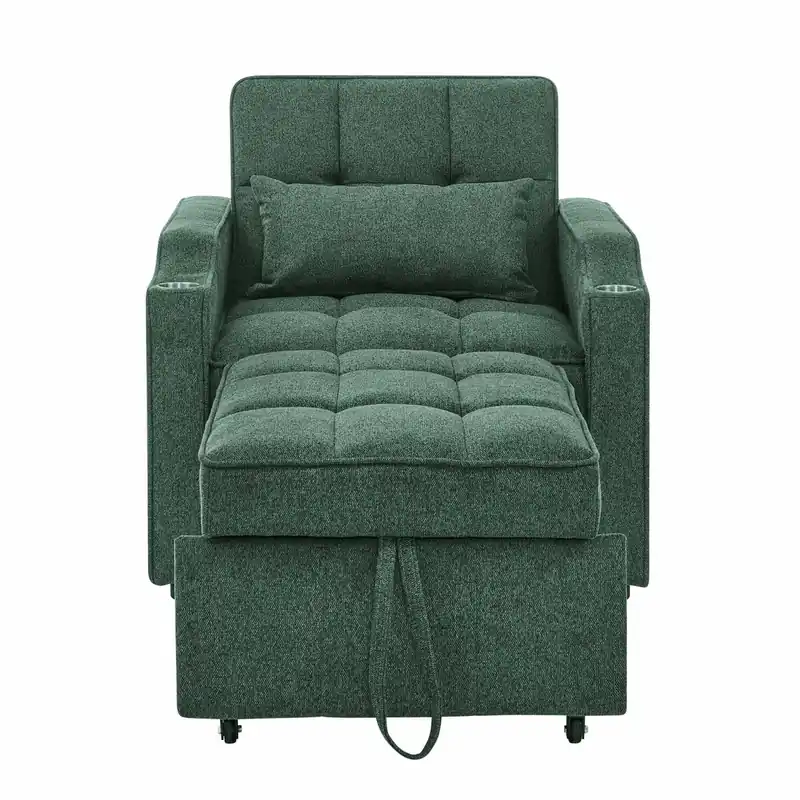 Sofá Cama 1 Plaza - Diseño deslizante, Función de carga USB, Estilo lujoso y elegante - Azul Marino