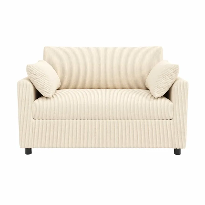Sofá cama 2 plazas - con función cama, USB, mesa lateral plegable, colchón, ropa de cama y almohadas - beige