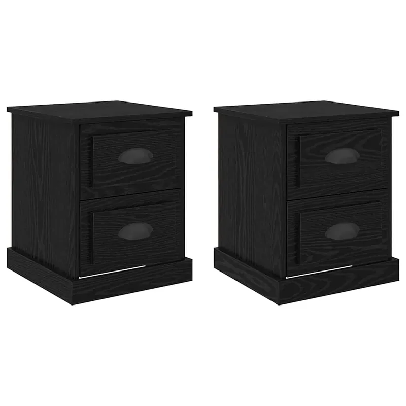 Soluna Home - Mesitas De Noche Madera Negro/Roble 39 x 39 x 47,5 cm