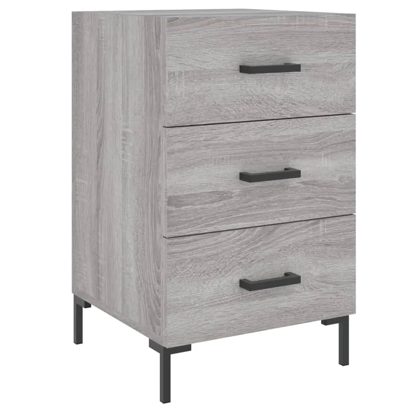 Soluna Home - Mesitas De Noche Madera Gris Hormigón 40 x 40 x 66 cm