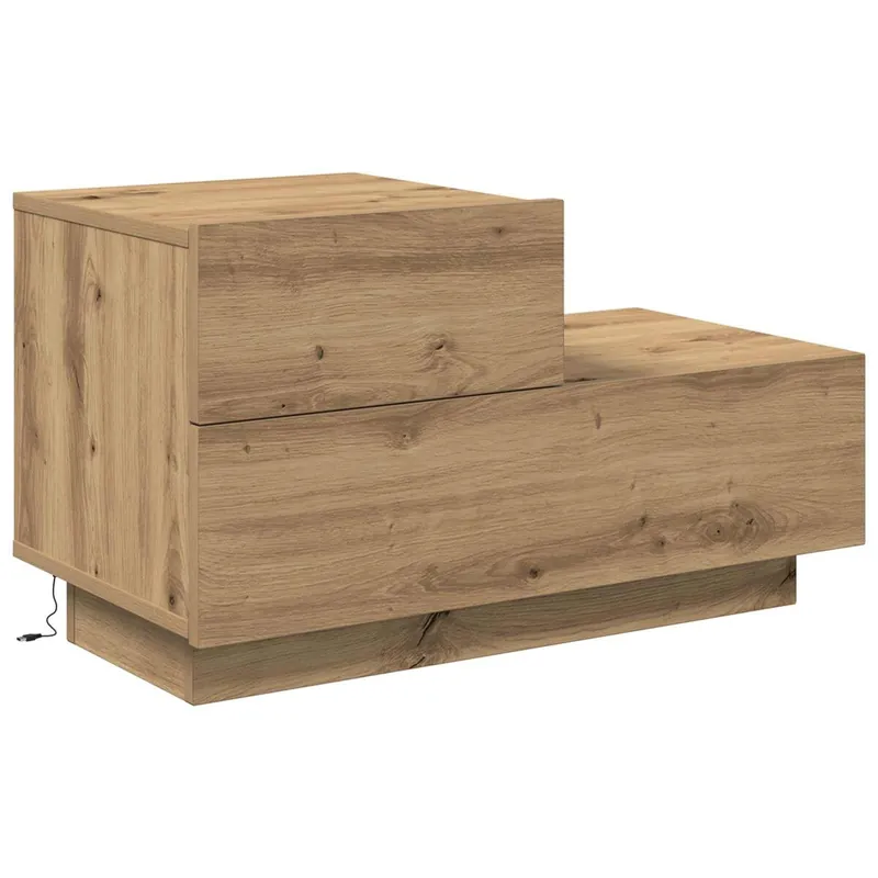 Soluna Home - Mesitas De Noche Madera Negro/Roble 70 x 36 x 40,5 cm