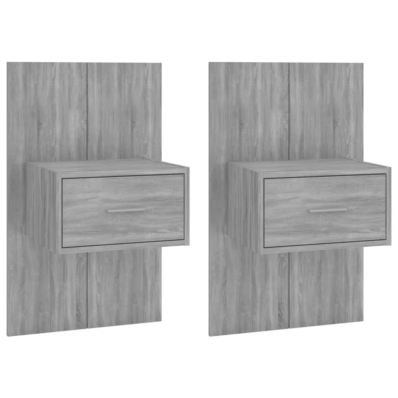 Soluna Home - Mesitas De Noche Madera maciza Madera/Gris Claro 2 peças 48,5 x 32,5 x 80 cm