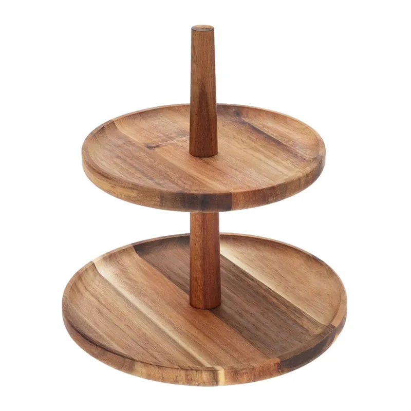 Soporte de Comida con 2 Niveles en madera de acacia H. 23cm - Cocina