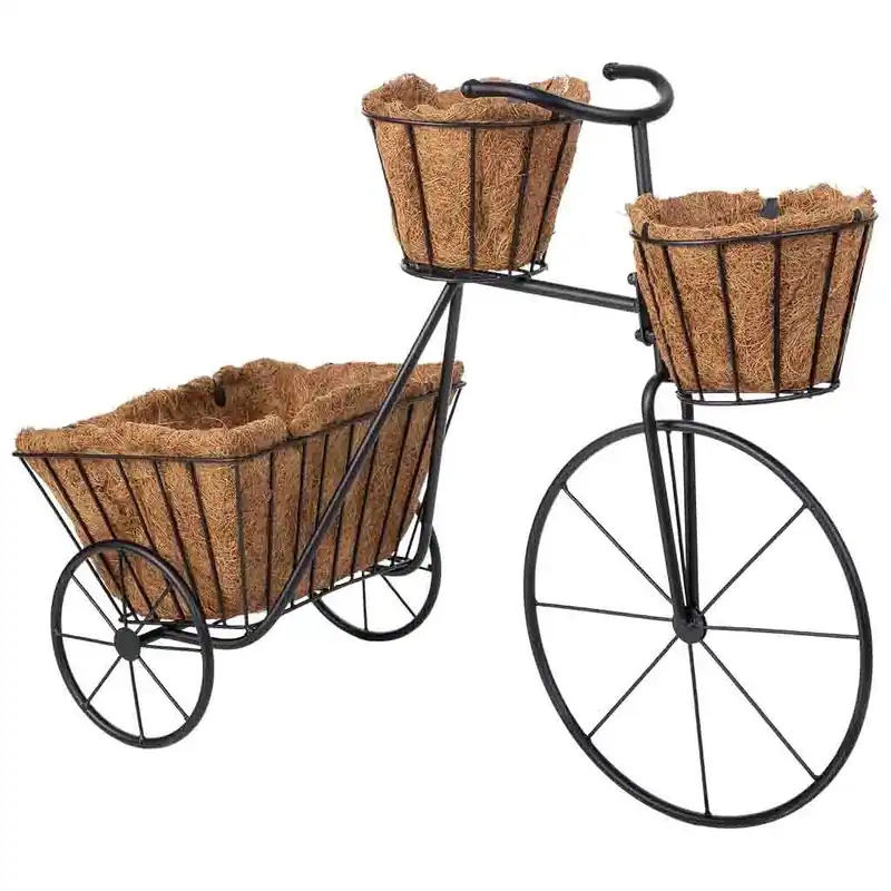 Soporte macetero bicicleta negro de medidas: 65x28x47h cm - Decoración