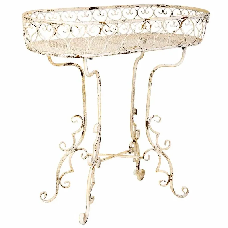 Soporte macetero de hierro blanco 86x38x84h cm - Decoración