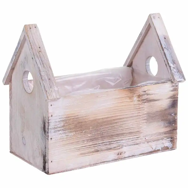 Soporte macetero de Madera rectangular 21x13x19/10h cm - Decoración