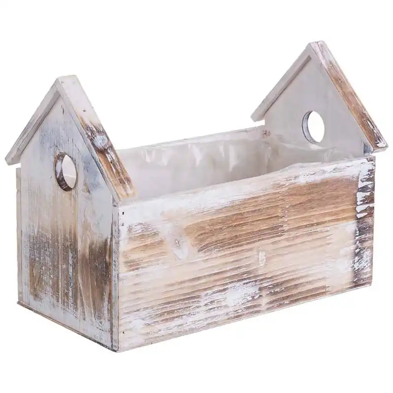 Soporte macetero de Madera rectangular 28x17x21/12h cm - Decoración