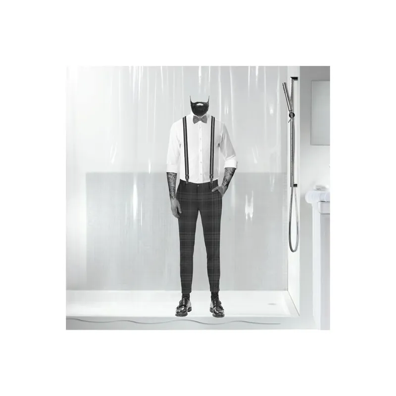 Spirella Colección Dandy , Cortina De Ducha Textil 180 X 200, 100% Polyester, Negro - Baño