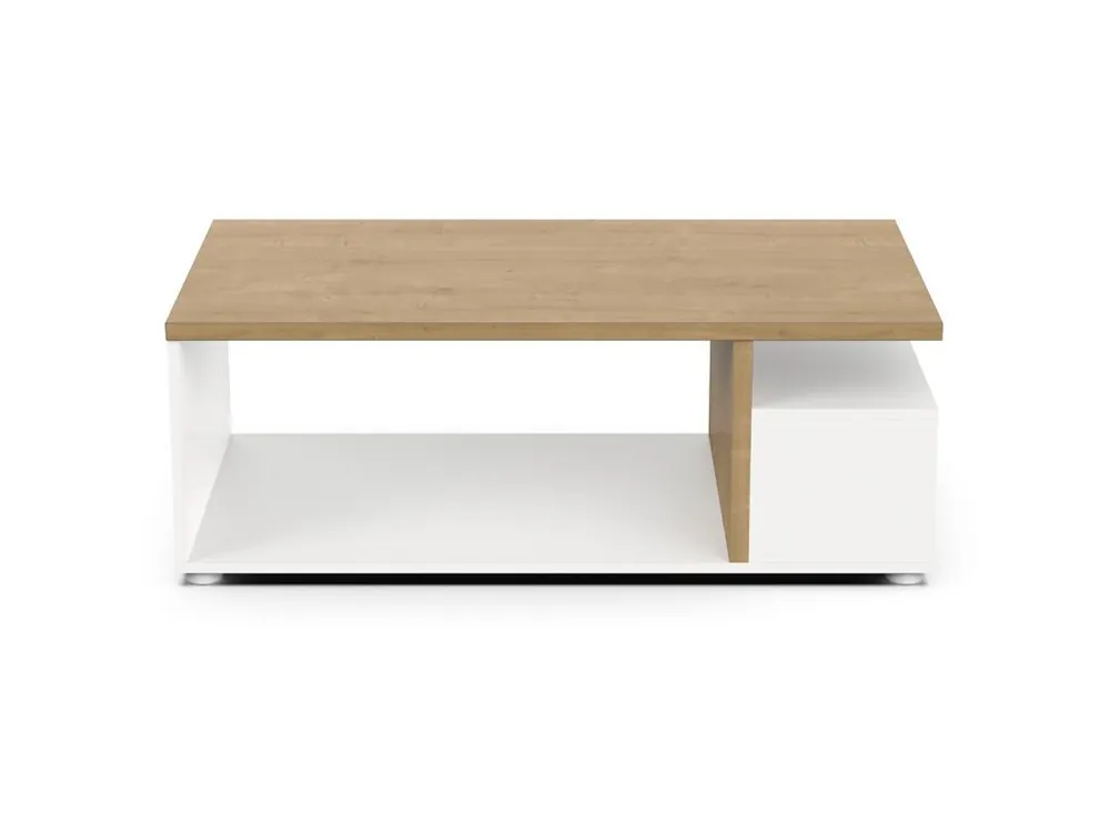 Mesa de centro 3 nichos acabado roble y blanco mate L91,8 cm - ACCESS - Madera clara