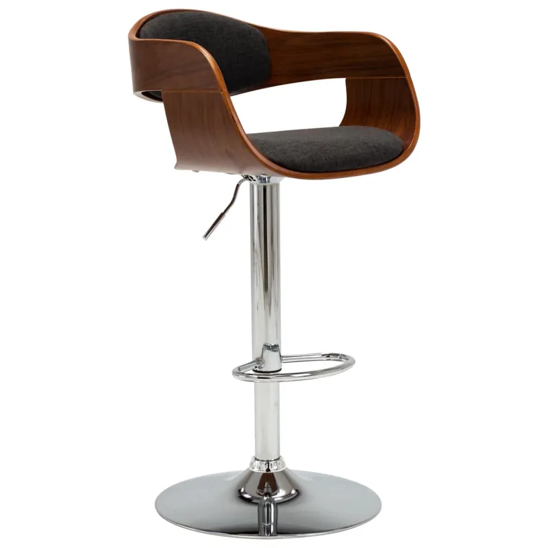 Taburete de bar x1 silla alta en madera curvada tela gris y metal DEC029471 - Muebles