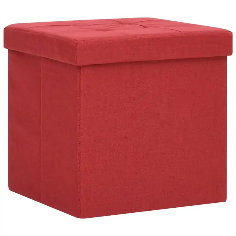 vidaXL Taburete con almacenaje plegable lino sintético crema blanco - Muebles