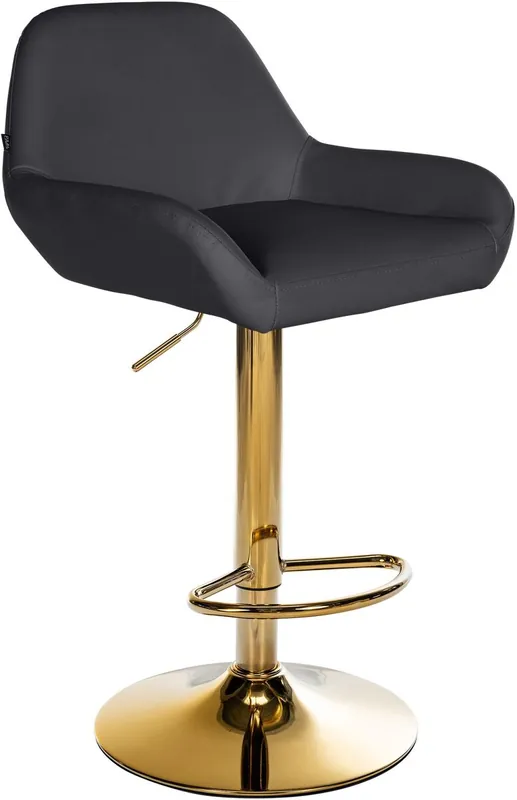 Taburete de bar Braga en polipiel con base dorada Simil cuero Crema 52X51X89 cm - Muebles
