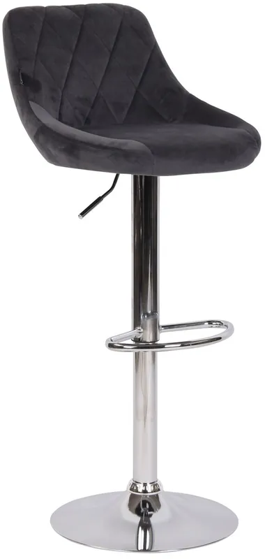 Taburete de bar Lazio en terciopelo Tela Gris oscuro 49X46X83 cm - Muebles
