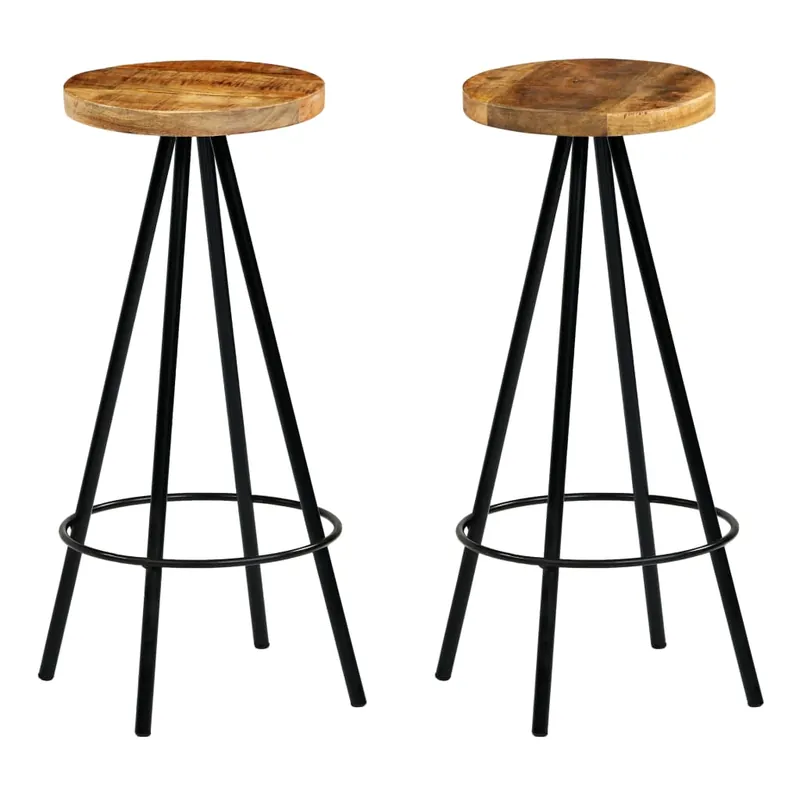 vidaXL Taburetes de barra de cocina 2 unidades madera maciza de mango - Muebles