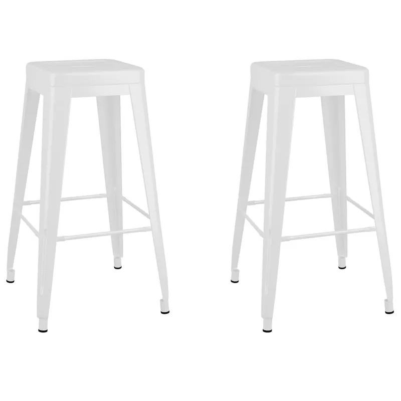 vidaXL Taburetes de bar apilables 2 unidades de metal blanco - Muebles