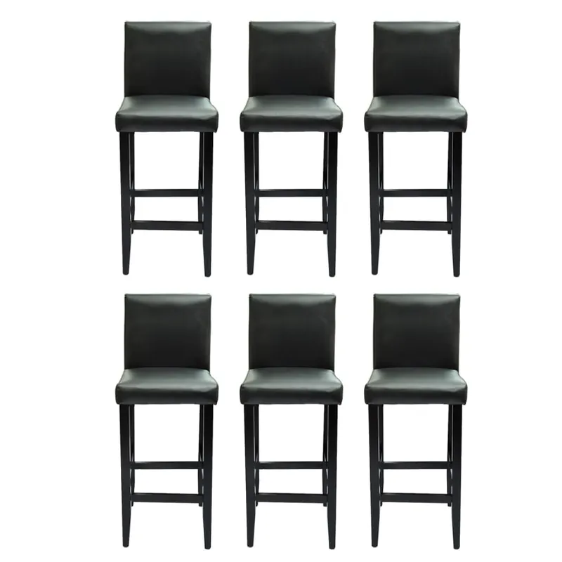 vidaXL Taburetes de cocina 6 unidades cuero sintético marrón oscuro - Muebles