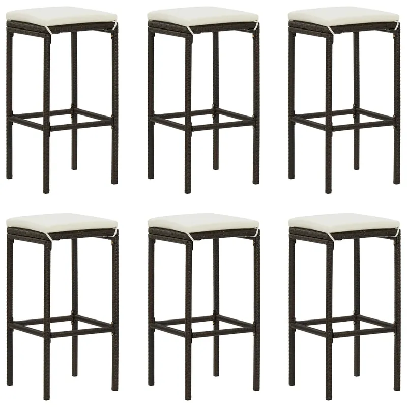 vidaXL Taburetes de cocina con cojines 6 unidades ratán sintético gris - Muebles
