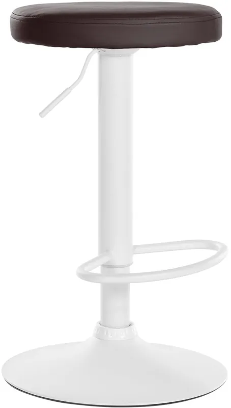 Taburete de bar Ponte redondo en polipiel Simil cuero Blanco 38.5X38.5X60 cm - Muebles