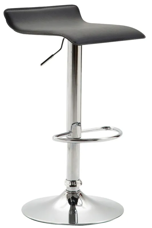 Taburete de bar x1 diseño minimalista altura regulable reposapiés PVC negro y metal cromado 10_0006038 - Muebles