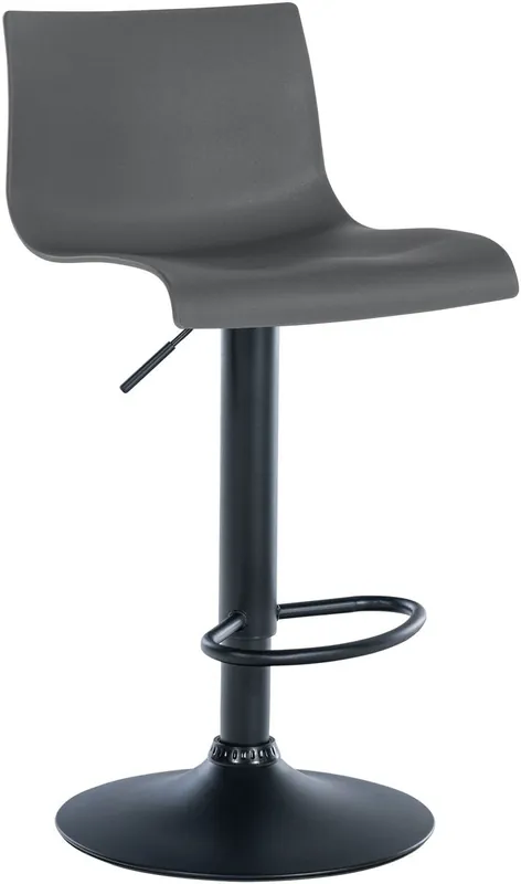 Taburete de bar x1 diseño sencillo con reposapiés de plástico gris y patas de metal negro 10_0004550 - Muebles