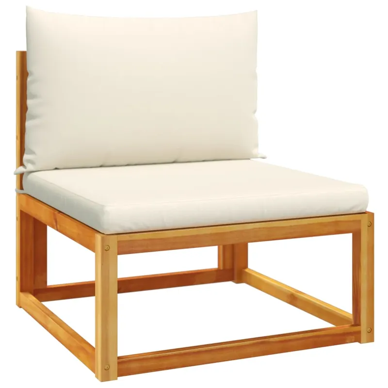 vidaXL Sofá de jardín sin brazos con cojines de madera de acacia y ratán - Sofás sillones puffs
