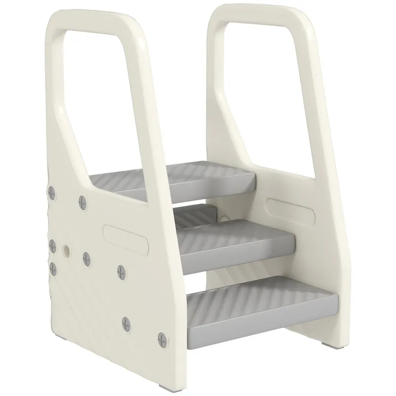 AIYAPLAY Taburete para Niños Ajustable de 2 a 3 Peldaños, Torre de Aprendizaje, Escalera para Niños de 2-5 Años, Superficie Antideslizante, para Baño, Cocina, Librería, Dormitorio, Gris