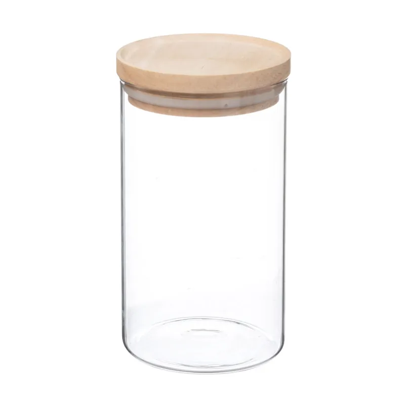 WELL HOME - Tarro de vidrio y madera, cierre hermético 1L