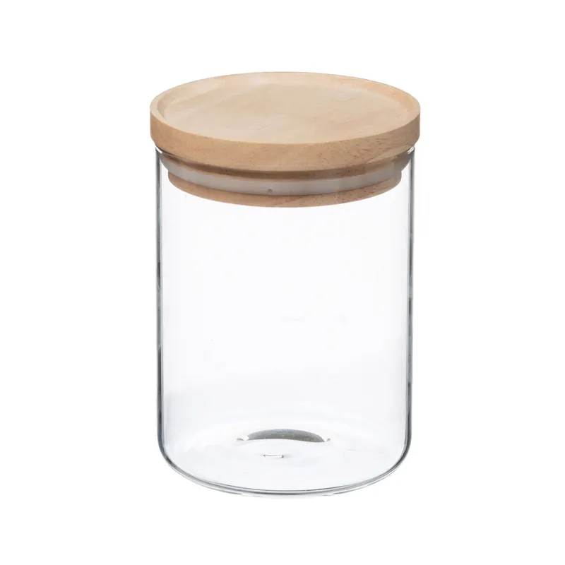 WELL HOME - Tarro de vidrio y madera, cierre hermético 600ML