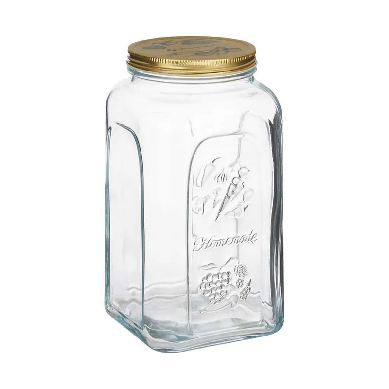 Tarro Homemade Dorado Transparente Metal Vidrio (3 L) (13 x 25 x 13 cm) - Cocina