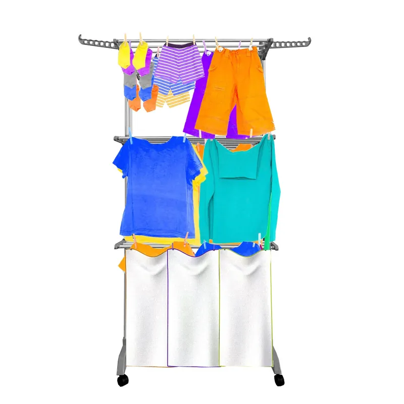 Tendedero XXL Plegable Premium Slim Nyana Home | 4 Niveles | Barras de Acero | Colgadores Superiores Laterales| Patas Plegables | 4 Ruedas con Freno | Azul - Electrodomésticos